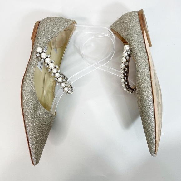 Jimmy Choo Baily Embellished Crystal Pearl Flats - Picture 6 of 8